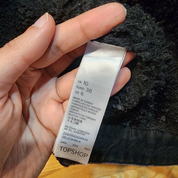 Vintage grunge black sherpa TopShop Moto Denim Jean Jacket [Unisex] - Picture 3 of 6